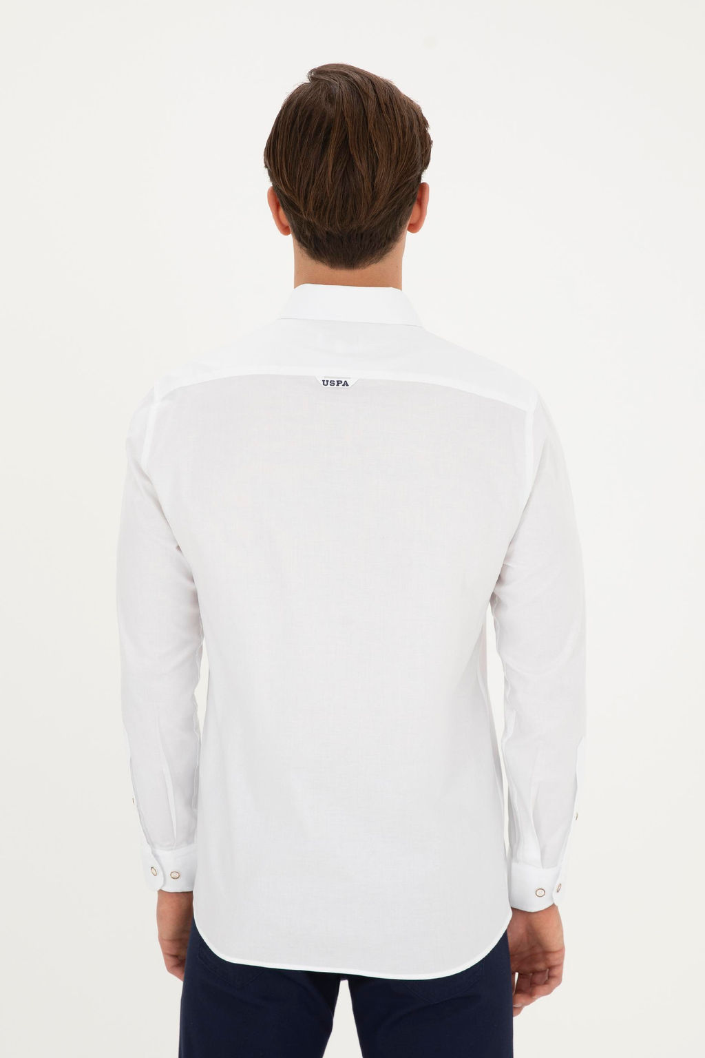Мужская белая базовая рубашка с длинным рукавом - U.s. polo assn фото 5