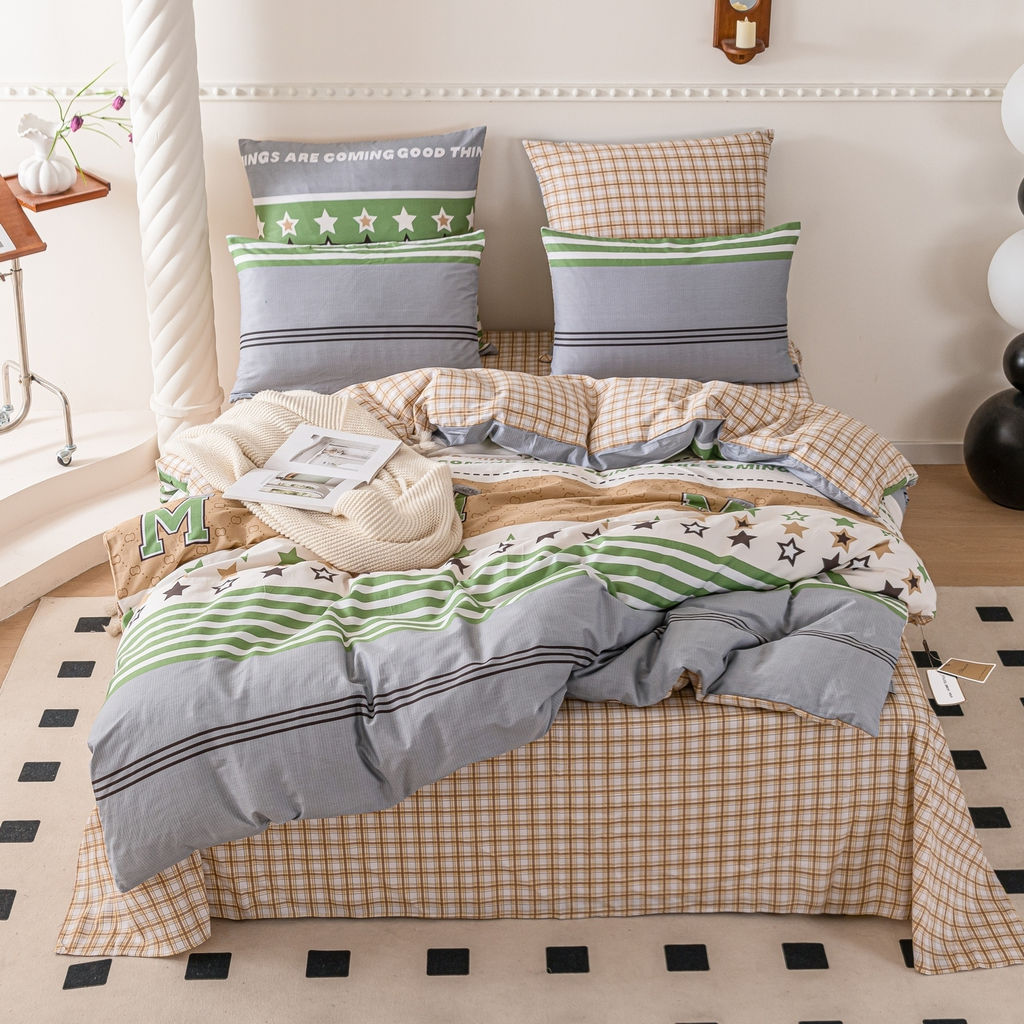 Комплект постельного белья Люкс Сатин 100% хлопок на резинке AR368 180*200*25;160*200*25;140*200*25 2 спальный 70-70 2 шт;50-70 2 шт