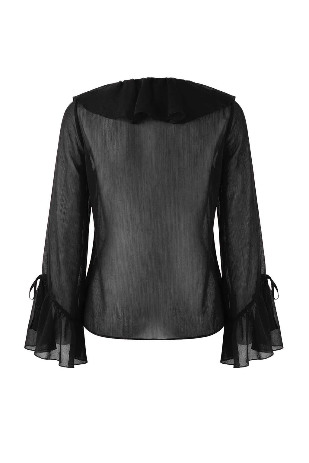 Siyah F?rf?r Detayl? Transparan Sifon Dokuma Bluz TWOSS26BZ00084