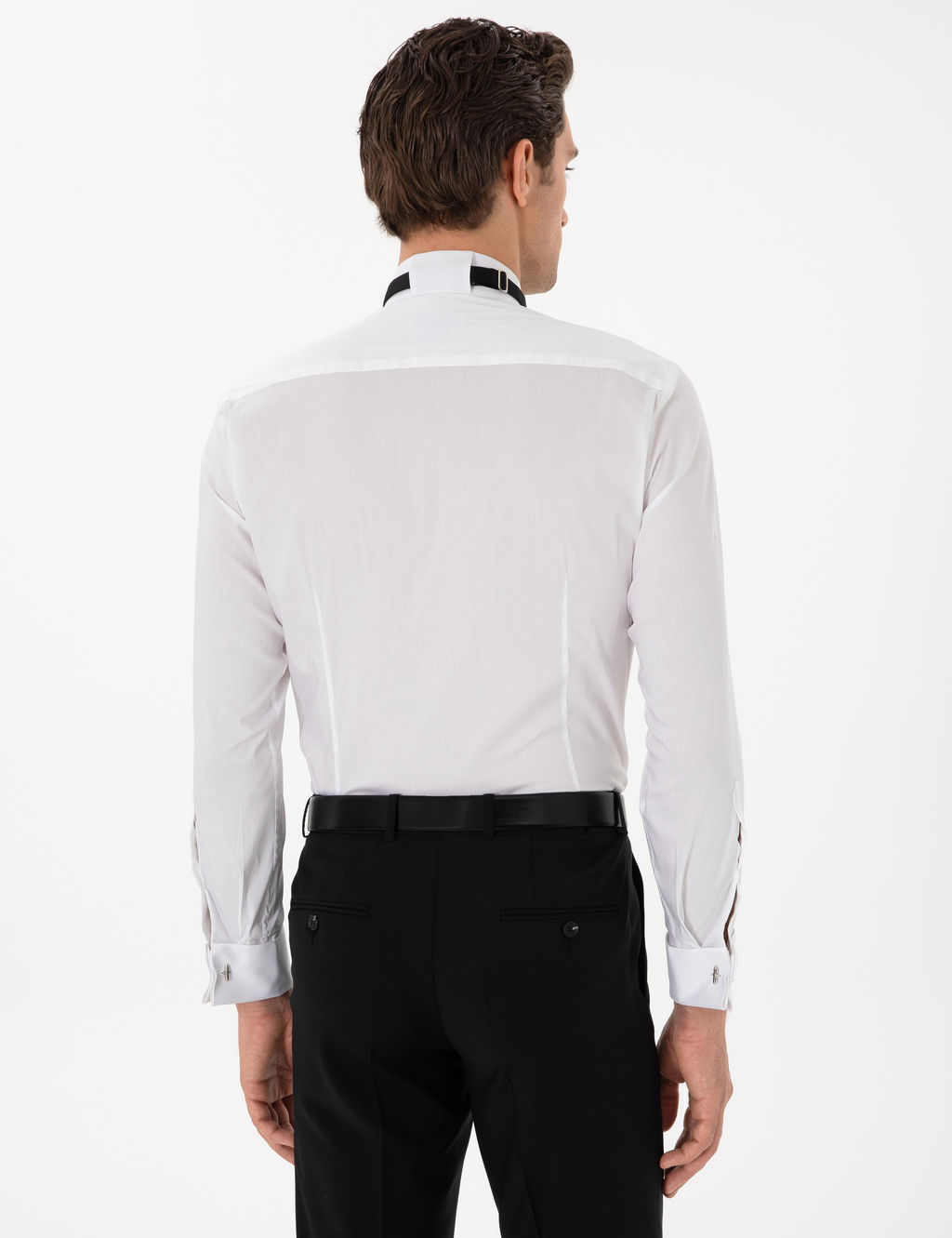 Beyaz Slim Fit Pamuk Kar___ml_ Man_etli Smokin G_mlek