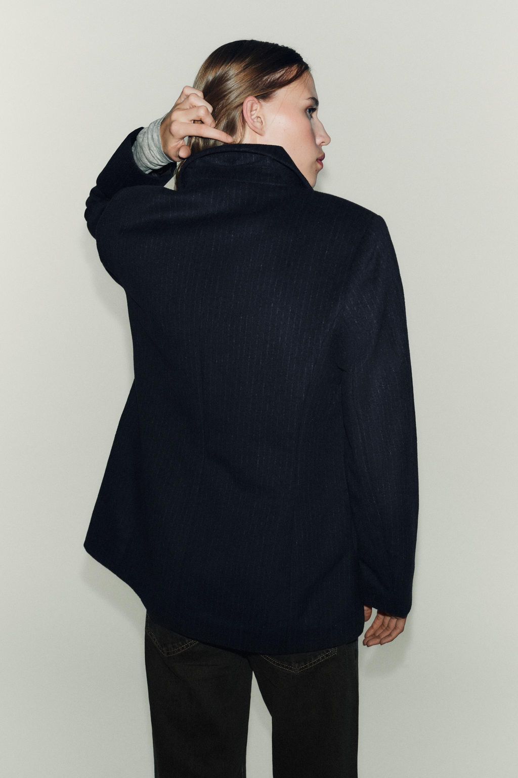 WOOL BLEND PINSTRIPE BLAZER