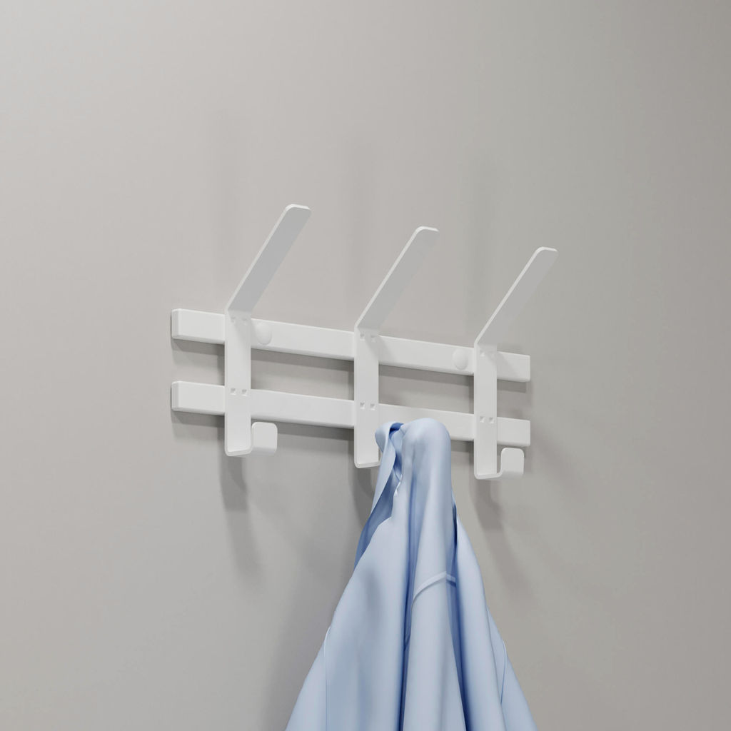 Вешалка настенная металл. "Торонто 3" белый