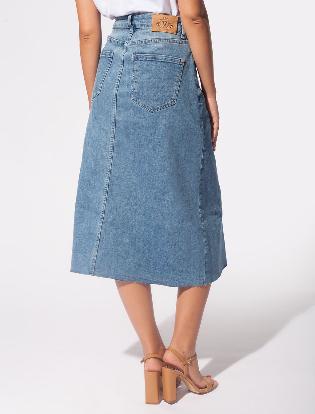 Юбка с асимметричными деталями и необработанным низом - Vilatte фото 3