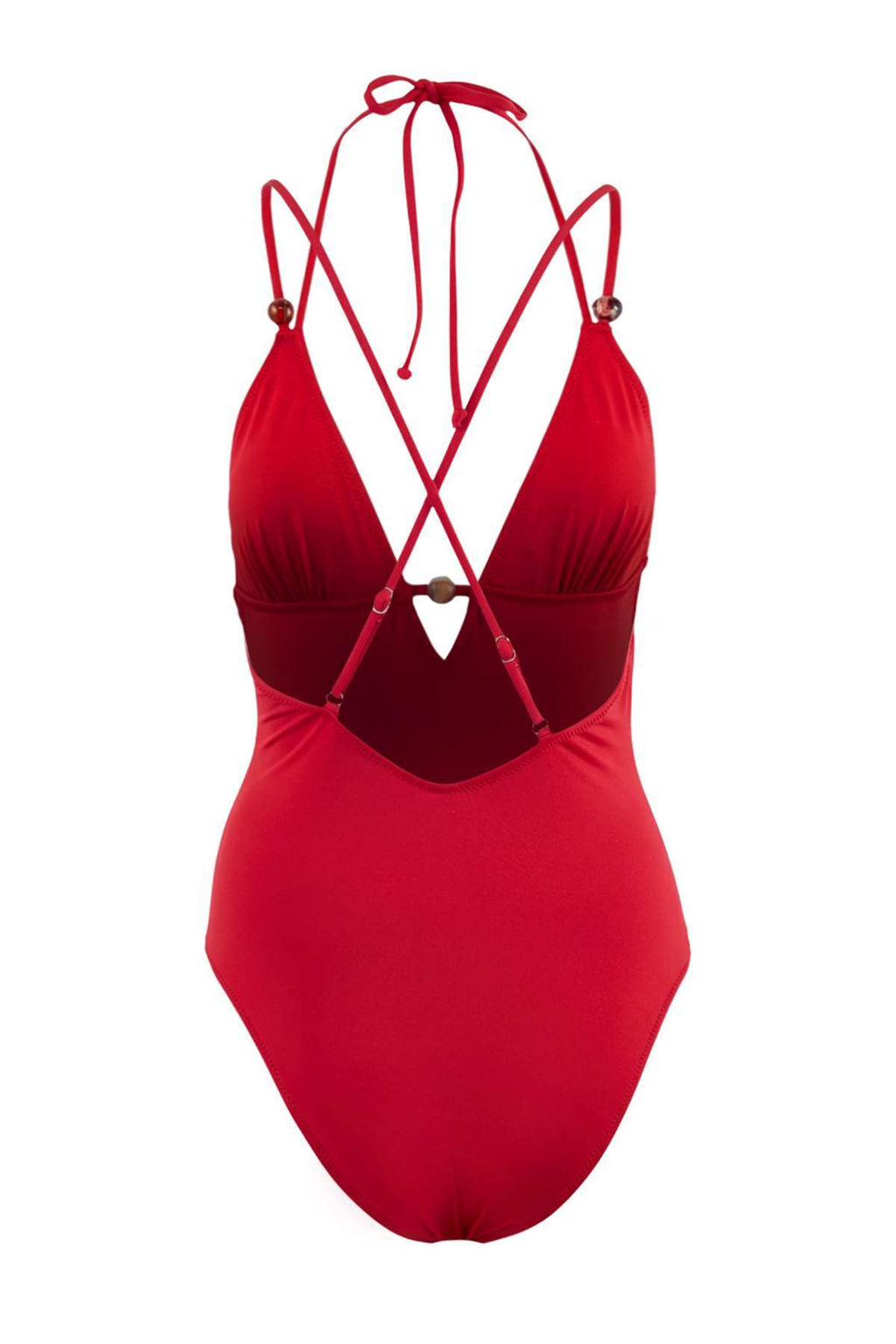 K?rm?z? V Yaka Kapl? Boncuk Aksesuarl? Regular Mayo TBESS26MA00050 - Trendyolmilla фото 2