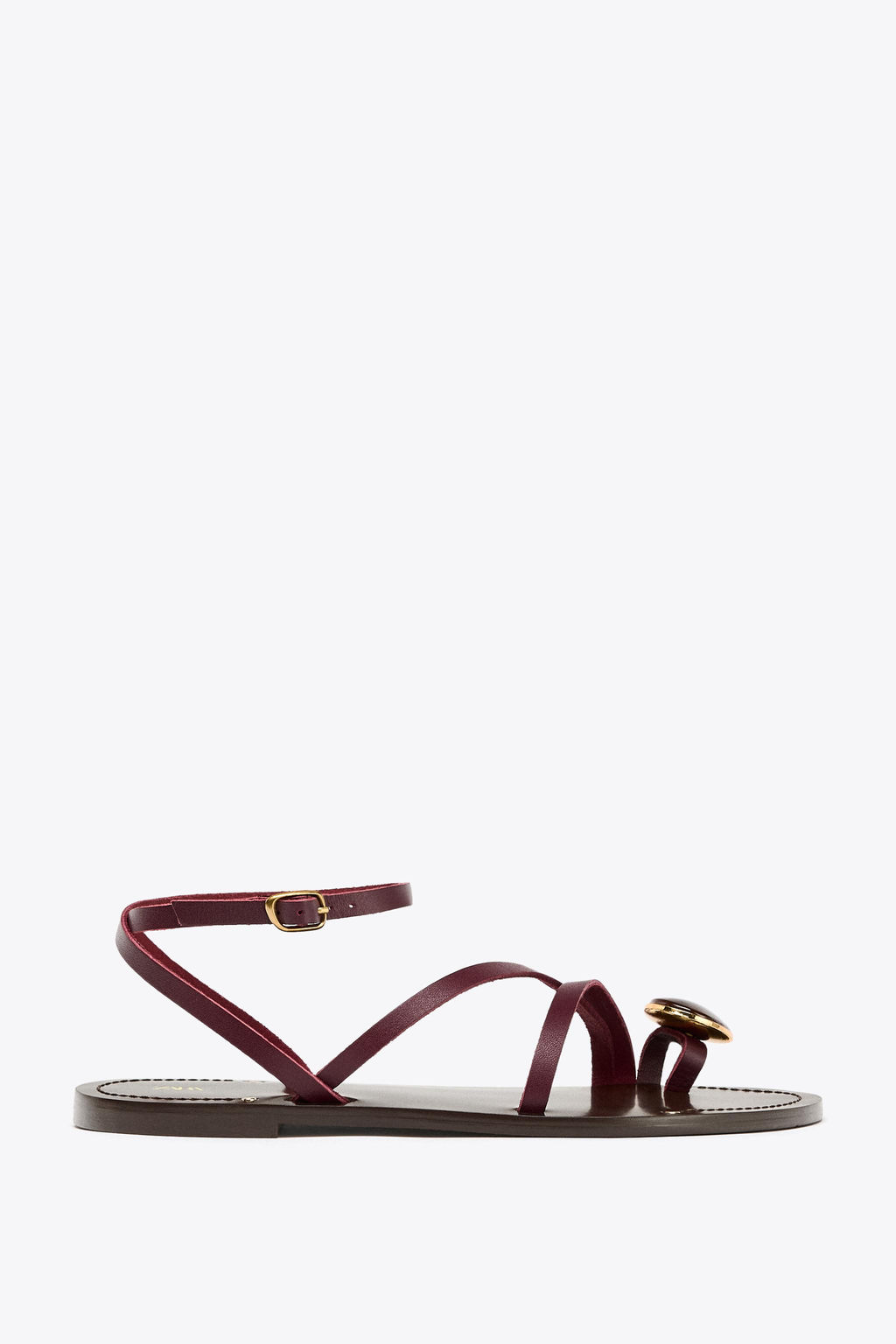 FLAT LEATHER SANDALS WITH STRAPS AND DECORATION - Zara фото 13