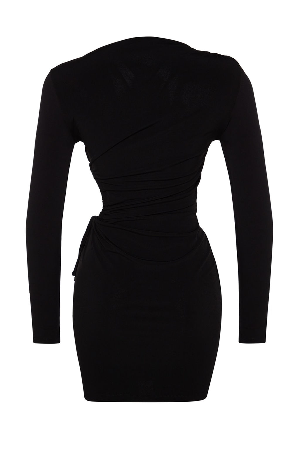 Trendyolmilla Saks Vucuda Oturan Pencere/Cut Out Detayl? Orme K?sa S?k Abiye Elbise TPRAW24EL00063  фото 8