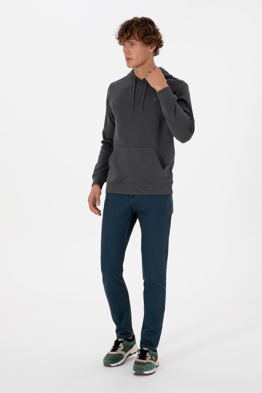 Erkek Regular Fit Kap__onlu Gr_ Basic Sweatshirt Sepette S_rpriz _ndirim - U.s. polo assn фото 4