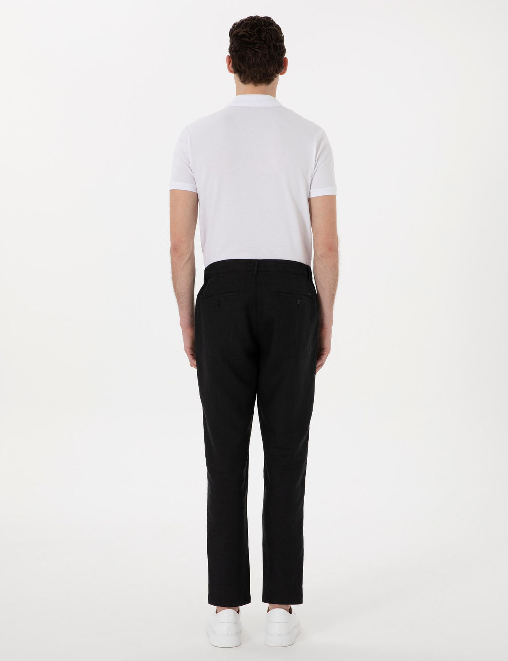 Siyah Carrot Fit Keten Kanvas Pantolon
