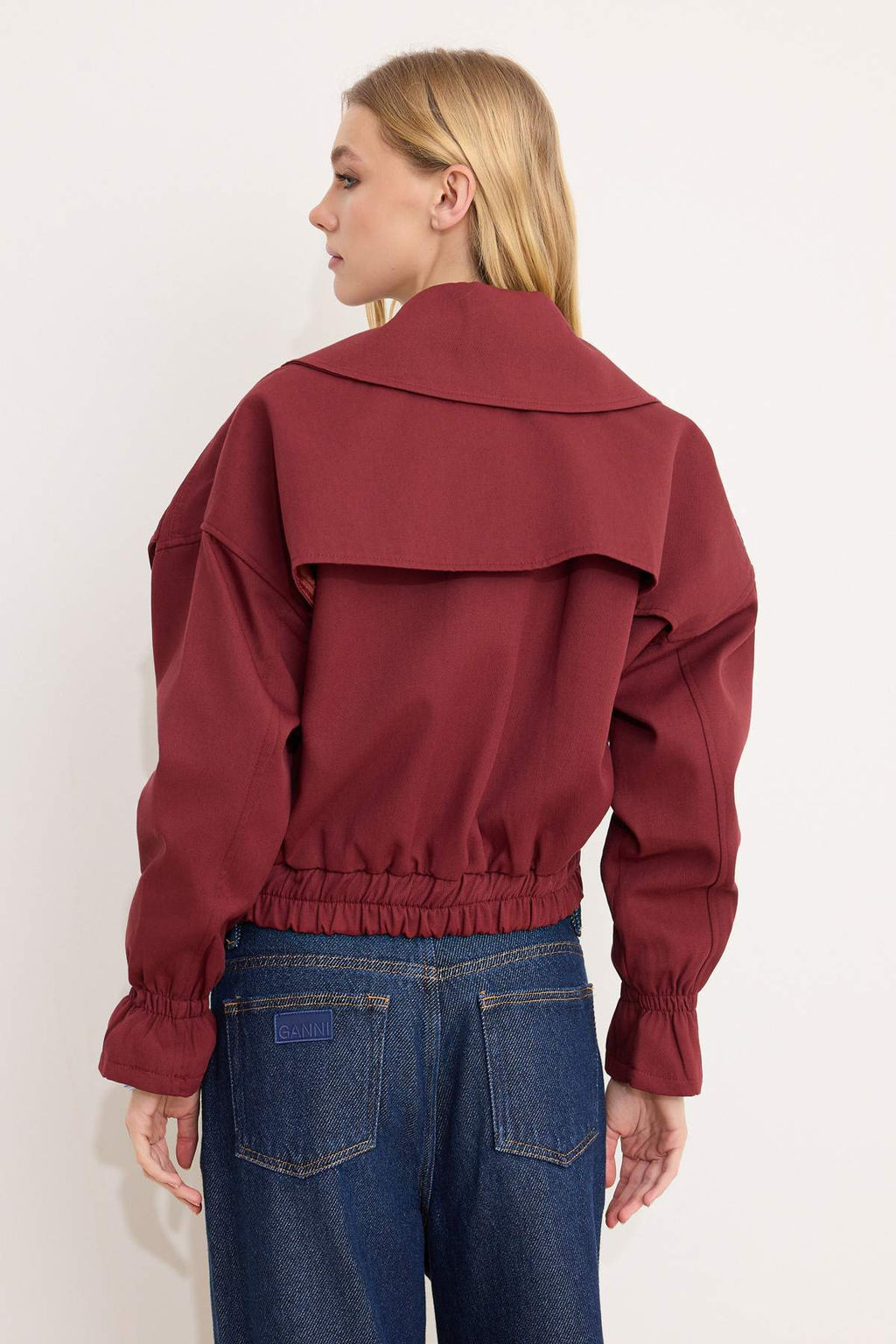 Bordo Oversize Kal?p Kruvaze Pamuklu Mont TWOSS26MO00008 - Trendyolmilla фото 4