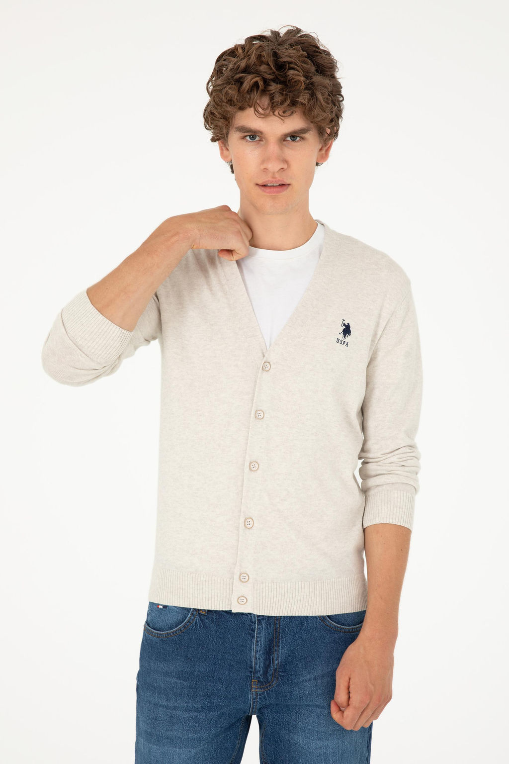 Мужской базовый трикотажный кардиган Stone Melange - U.s. polo assn фото 10