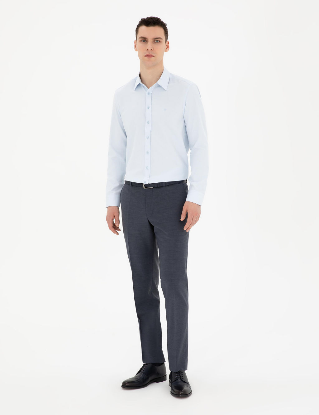 Рубашка Pierre Cardin Slim Fit с длинным рукавом светло-голубая