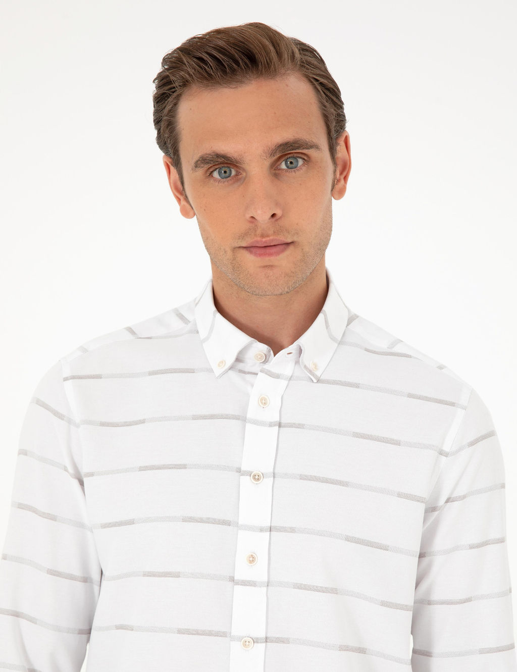 Bej Slim Fit Uzun Kollu G_mlek