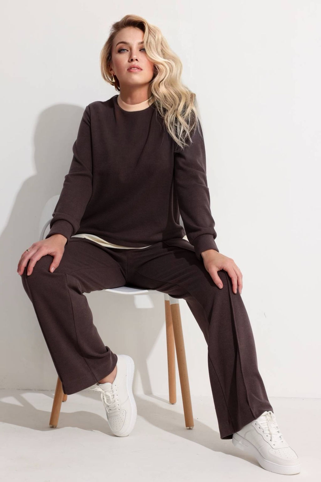 Блузка женская 4324/02/Коричневый, молочный