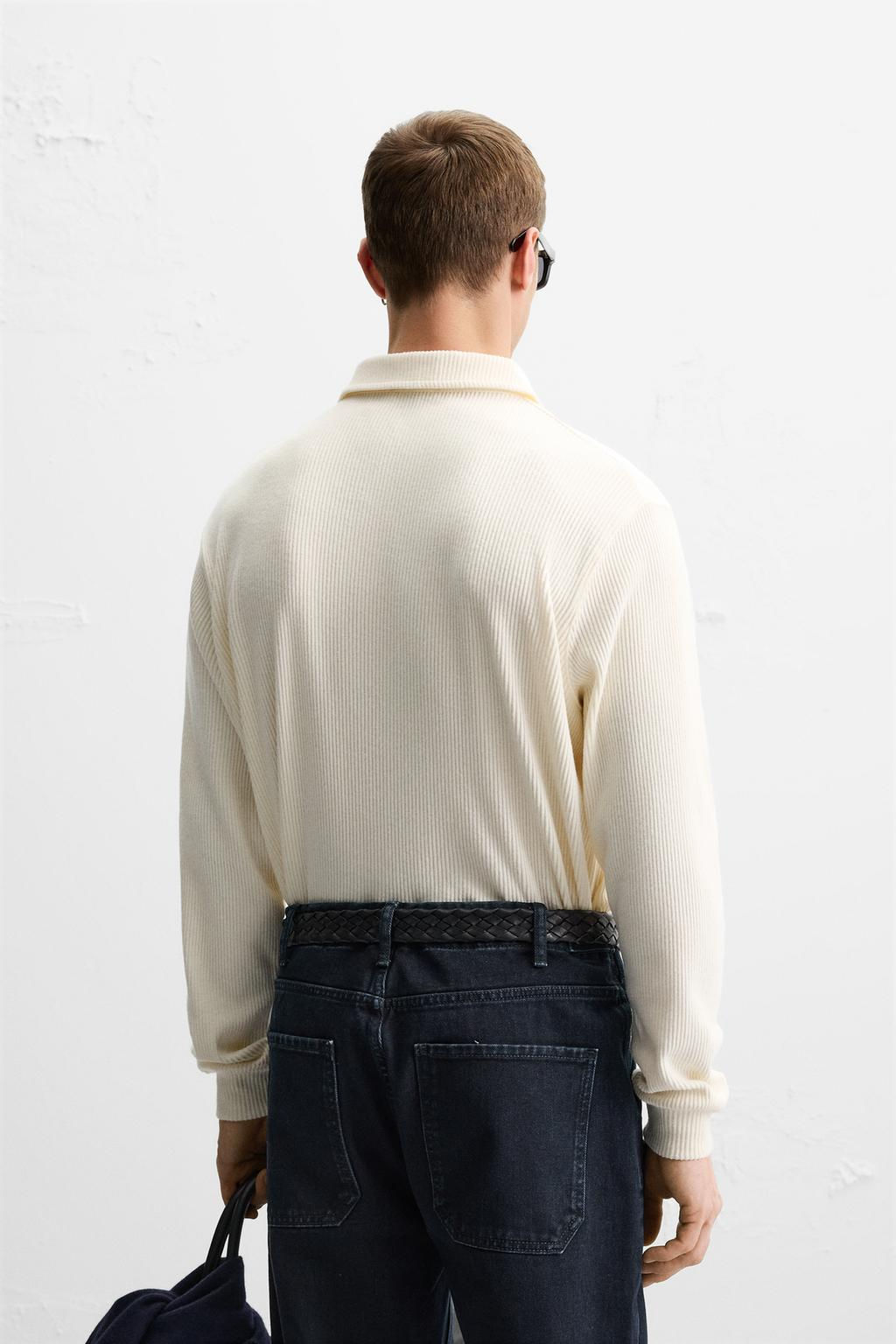 TEXTURED RIBBED POLO SHIRT - Zara фото 4