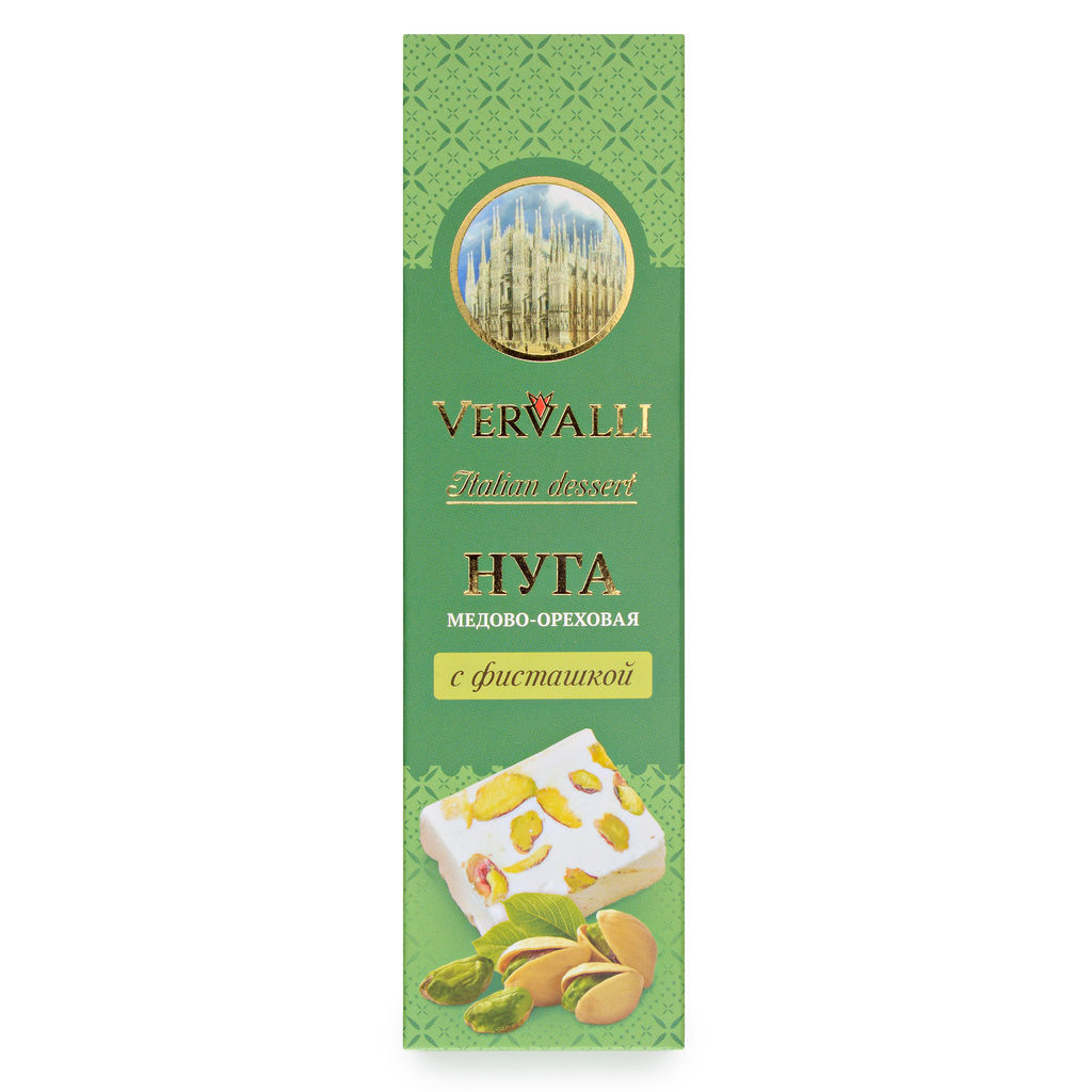 Нуга медово-ореховая с фисташкой ТМ VERVALLI, 80 гр, в коробке