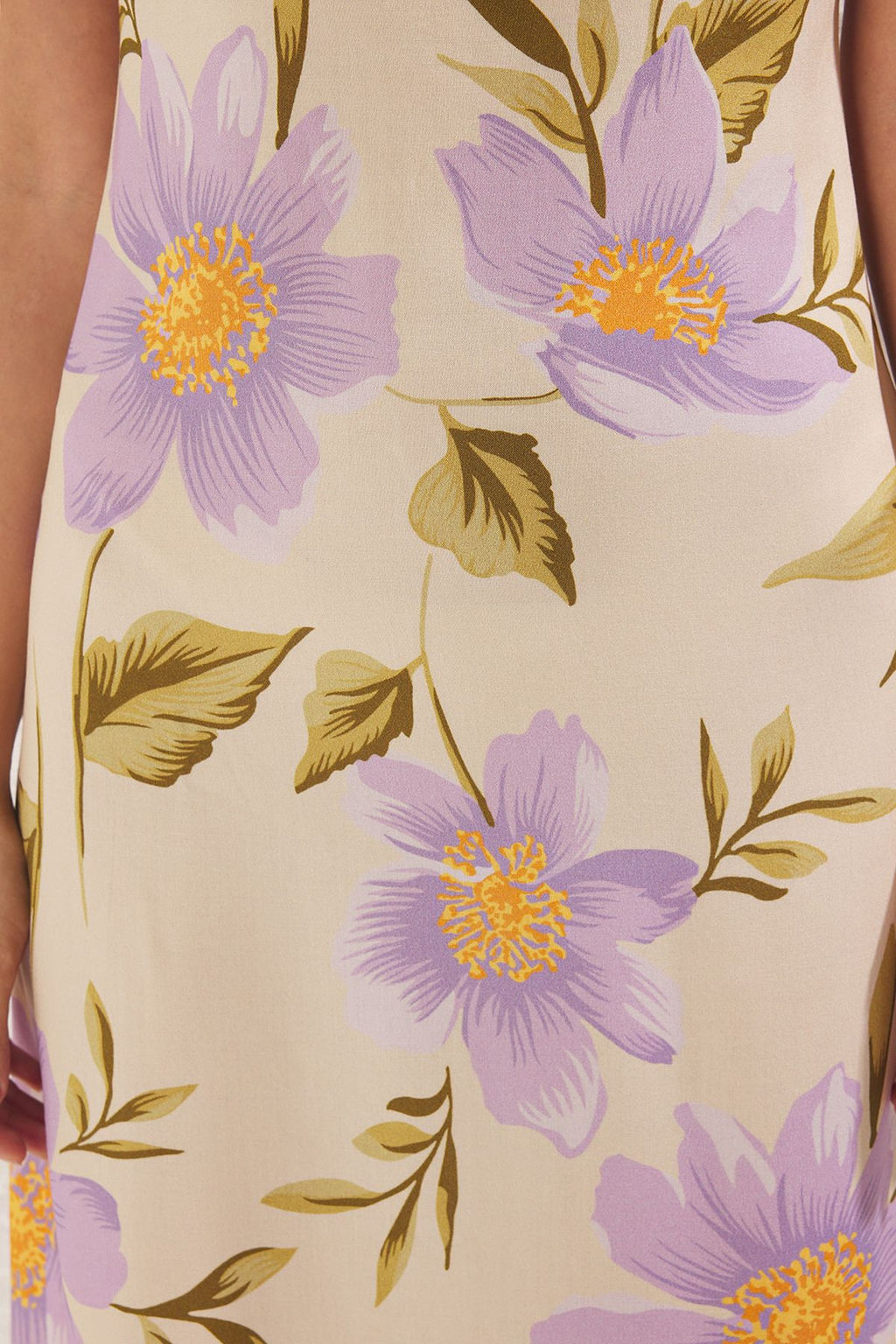 Lila Cicekli A Kesim Tek Kol Midi Dokuma Elbise TWOSS25EL00438 - Trendyolmilla фото 3