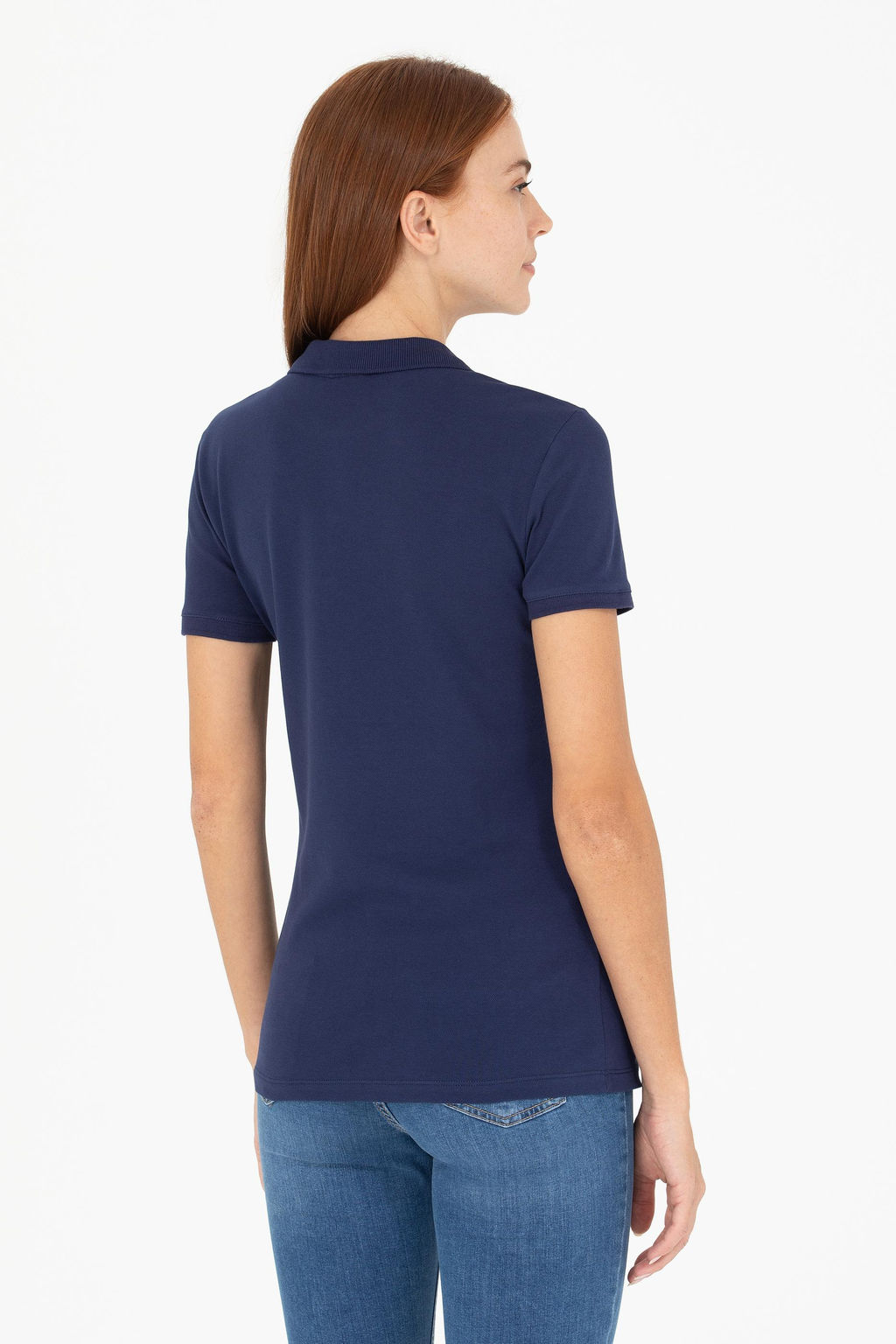 U. S. Polo Assn Женская темно-синяя базовая футболка с воротником-поло - U.s. polo assn фото 5
