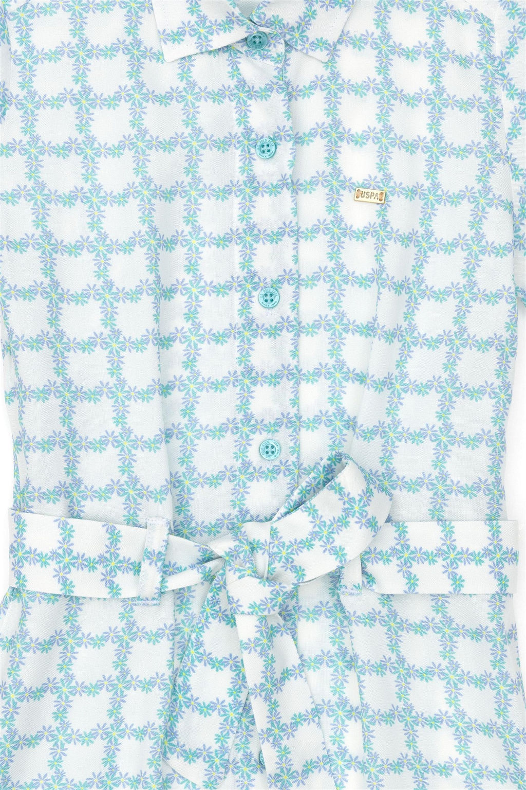 U. S. Polo Assn Тканое платье зеленого цвета с короткими рукавами для девочек - U.s. polo assn фото 10