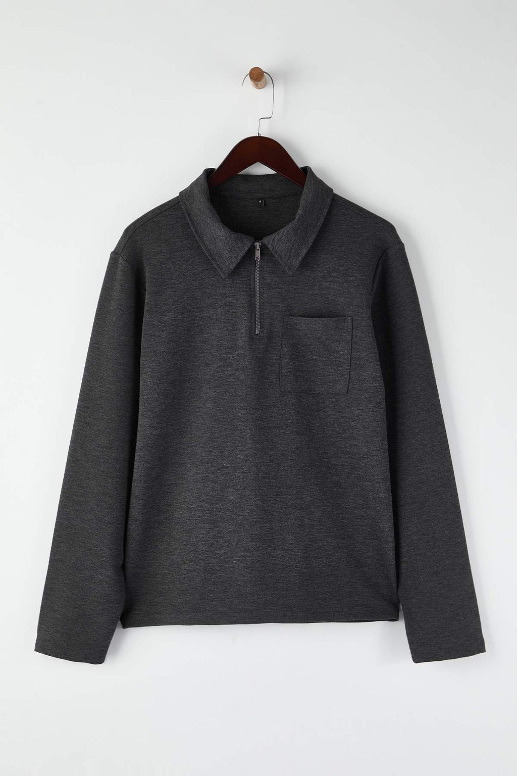 Antrasit Melanj Regular/Normal Kesim Polo Yaka Fermuarl? Kal?n Sweatshirt TMNAW26SW00007 - Trendyolmilla фото 5