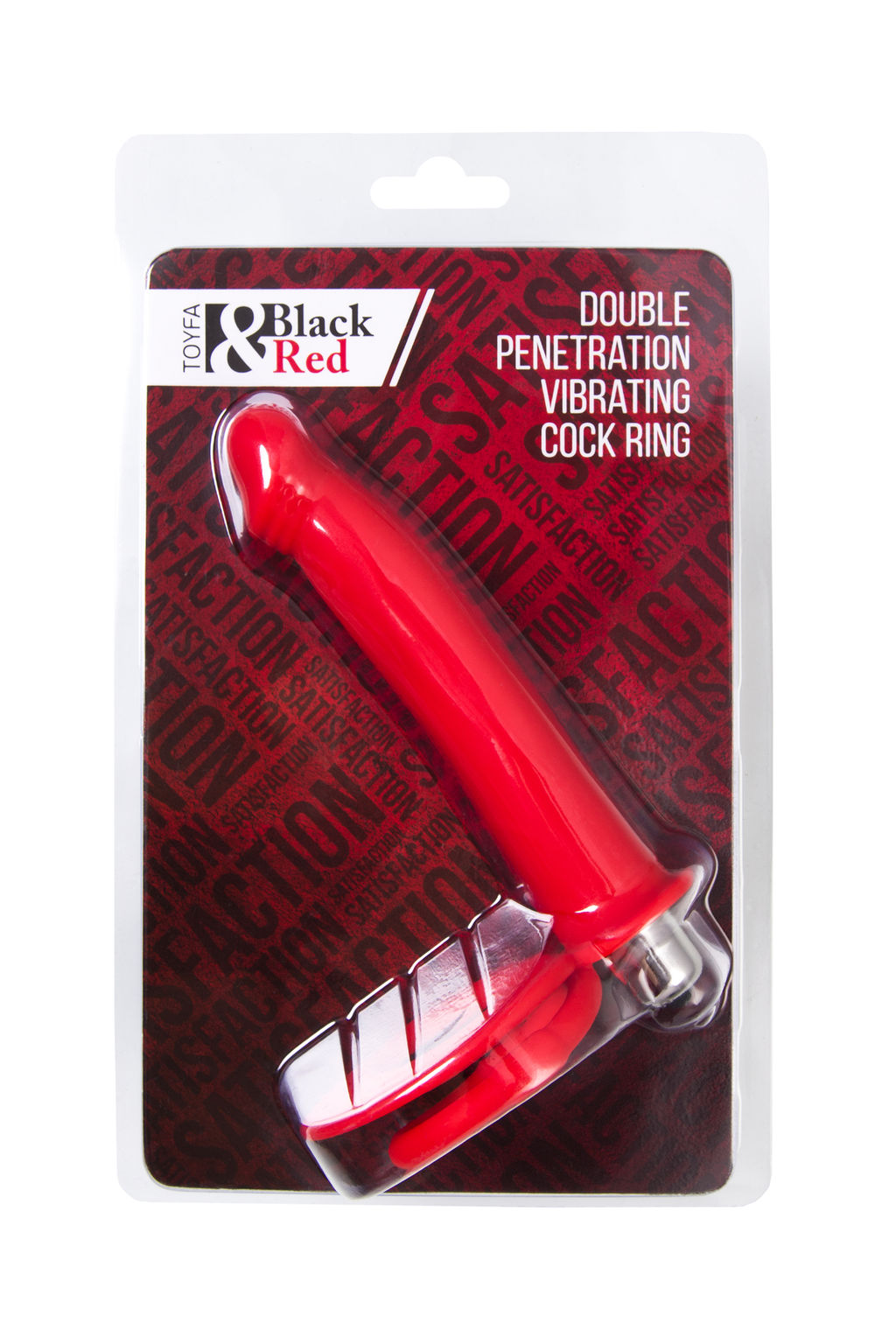 Насадка на пенис для двойного проникновения Black&Red by TOYFA, силикон, красная, 19 см