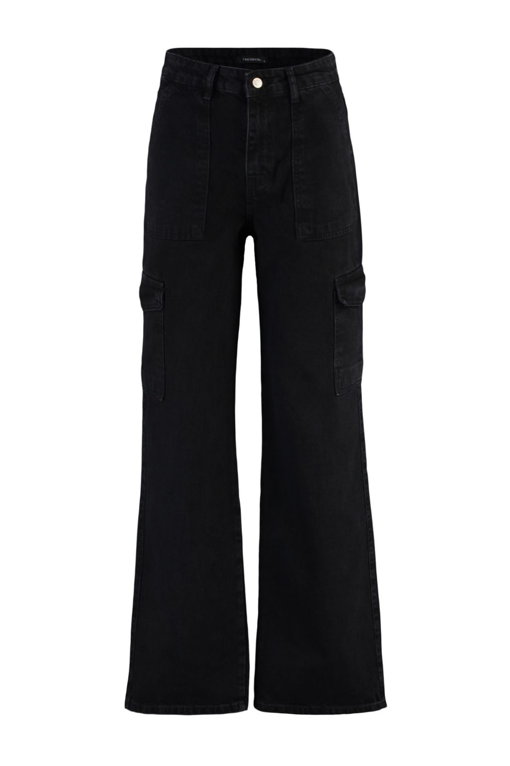 Siyah Kargo Cepli Yuksek Bel Wide Leg Jeans TWOAW22JE0393 - Trendyolmilla фото 12