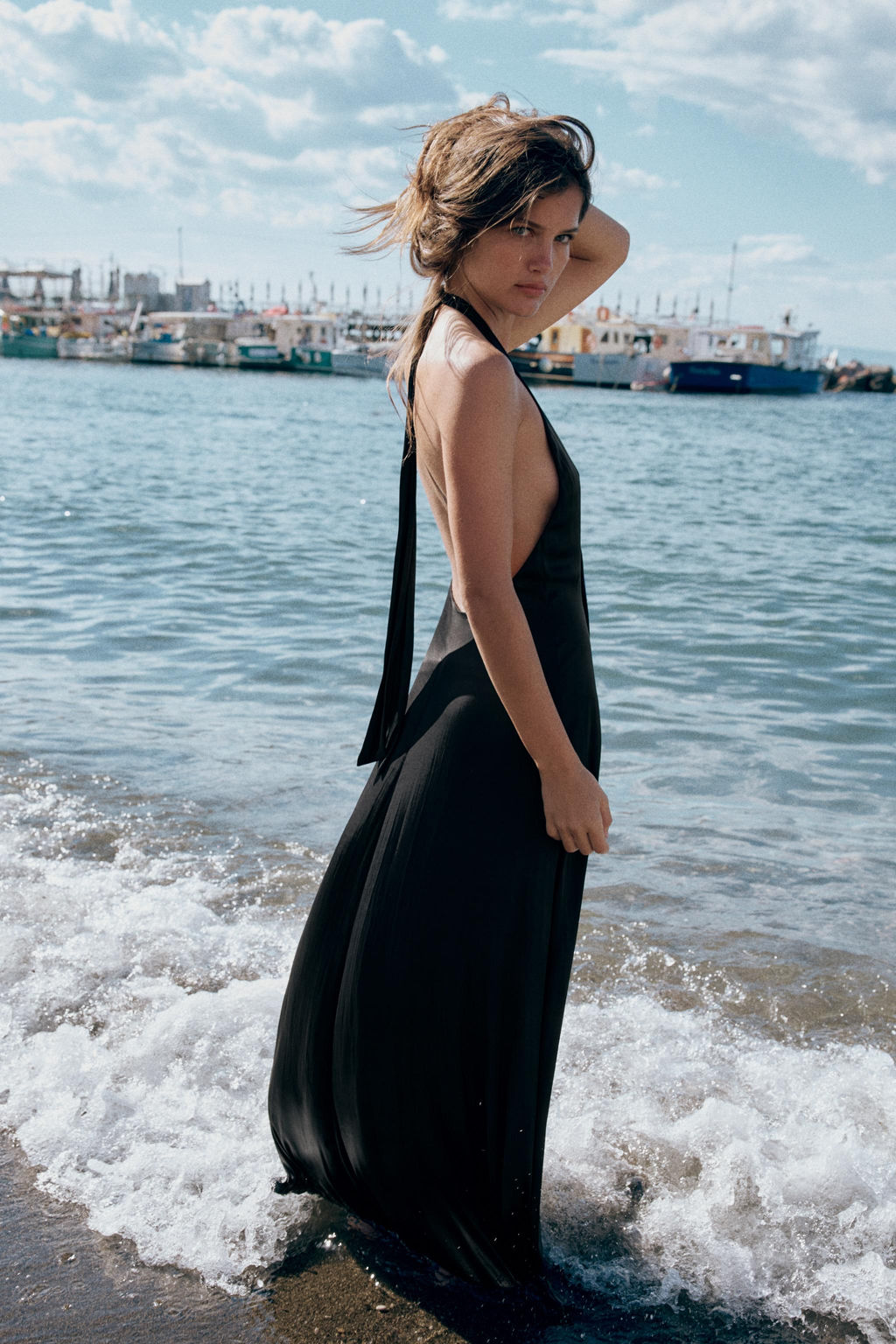 VESTIDO MIDI HALTER SATINADO / Negro - Zara фото 5