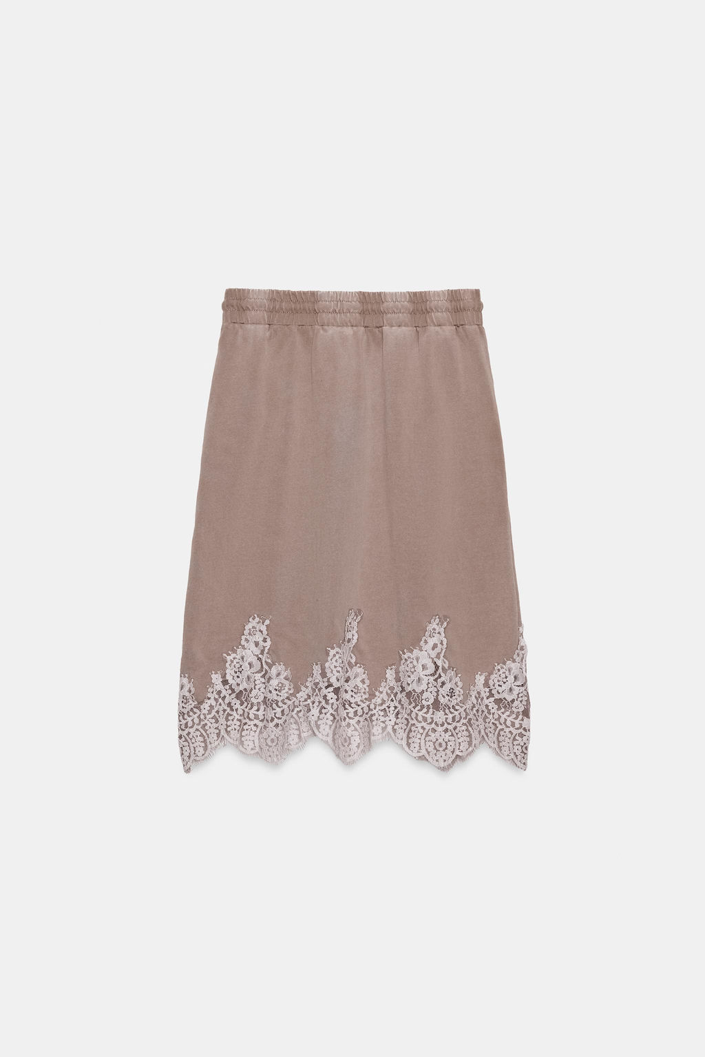 FALDA EFECTO LAVADO COMBINADA ENCAJE / Marr?n / Topo - Zara фото 5