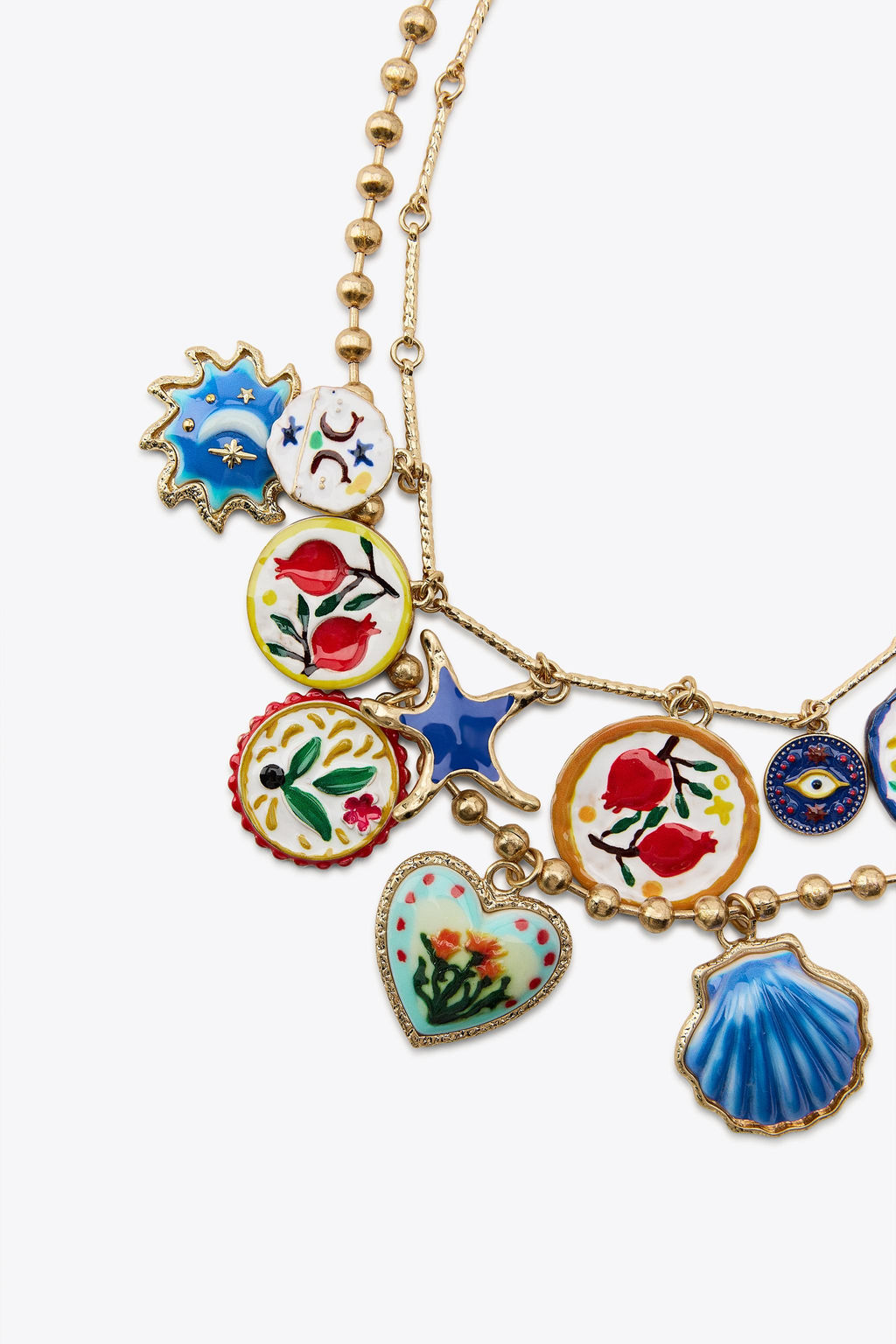 PACK OF 2 NECKLACES WITH PALM TREE AND RESIN FLOWERS - Zara фото 3