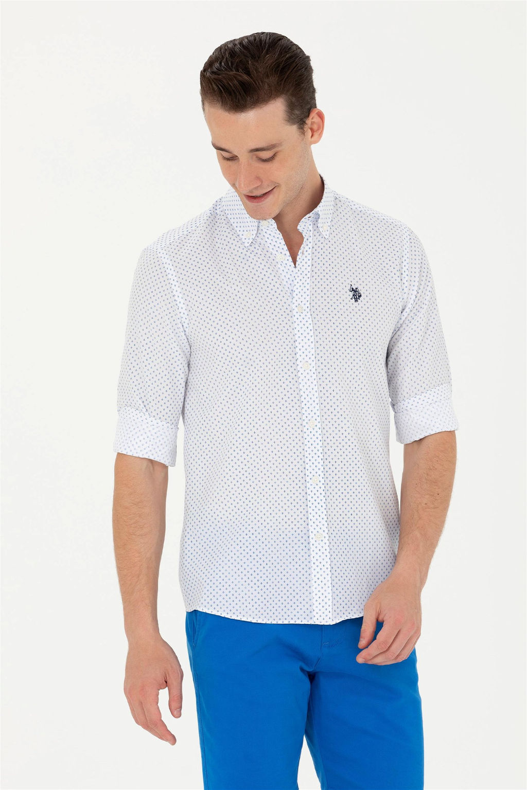 U. S. Polo Assn Мужская синяя рубашка с длинным рукавом - U.s. polo assn фото 10