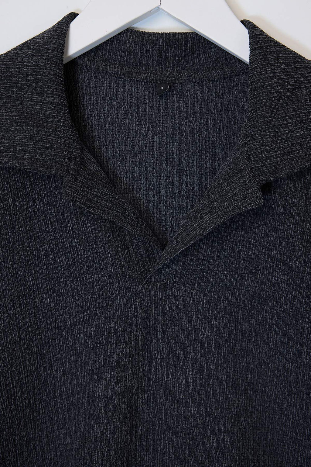 Siyah Oversize Polo Yaka Duz Polo Yaka T-shirt TMNSS25PO00045