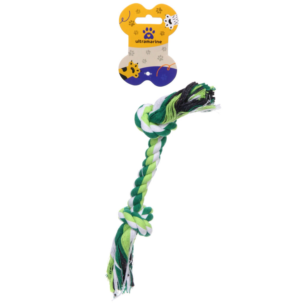 Цена за 6 шт. Игрушка - канат для собак мелких и средних пород "ПОИГРАЙКА", цвет зелёный, 24-25см / 50гр (лейбл)