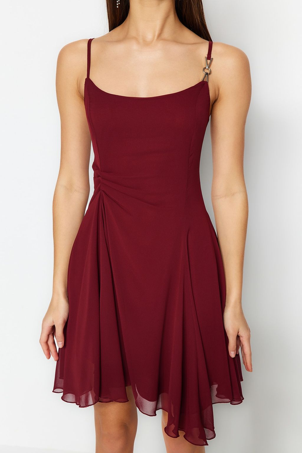 TRENDYOLMILLA Siyah A-Kesim Astarl? Dokuma Sifon K?sa Abiye Gece Elbise TPRSS23EL00033  фото 20