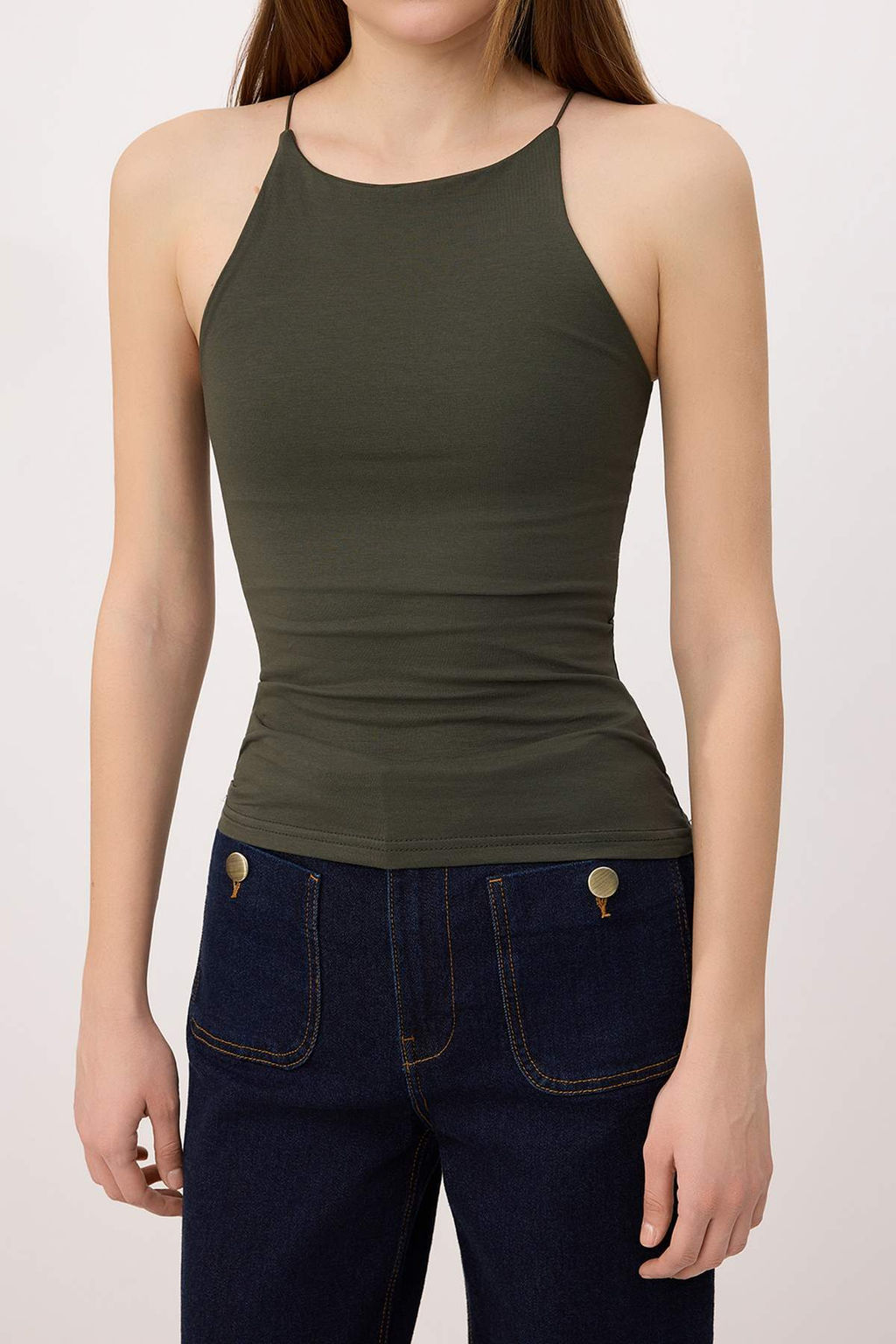 Siyah-Beyaz 2li Paket K?sa Ask?l? Vucuda Oturan Esnek Orme Atlet TWOSS25AL00062 - Trendyolmilla фото 10
