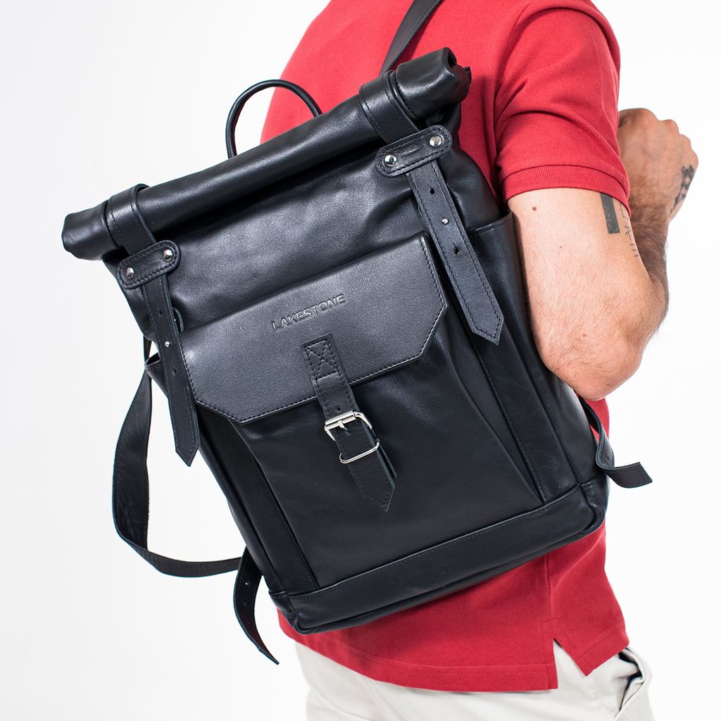 Рюкзак для ноутбука из кожи Eliot Black - Lakestone фото 9