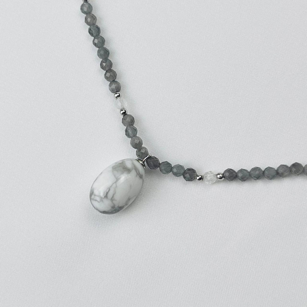 Чокер из Обсидиана, Горного Хрусталя и Говлита 38 см +