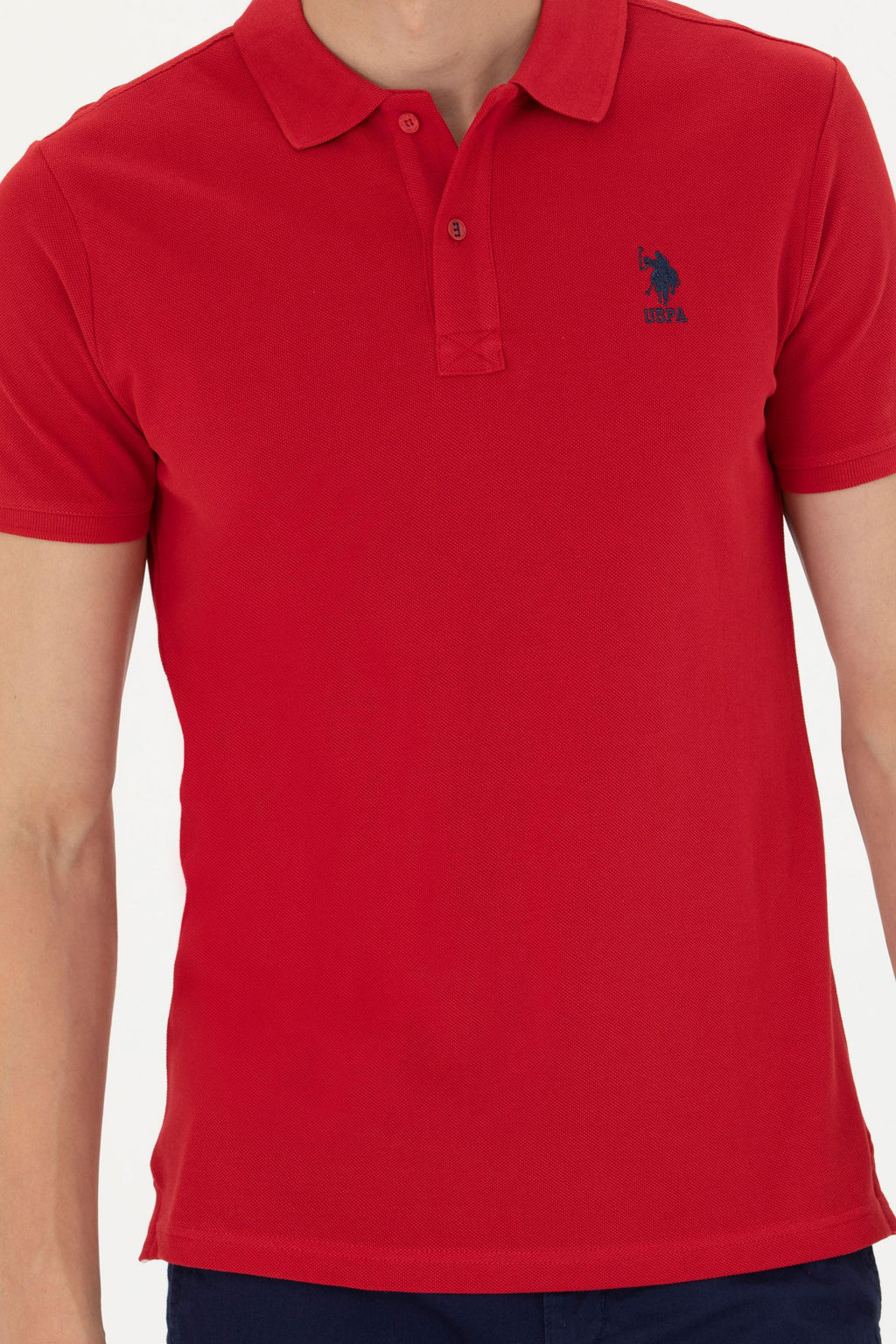 Erkek Slim Fit Polo Yaka K_rm_z_ Basic Ti__rt