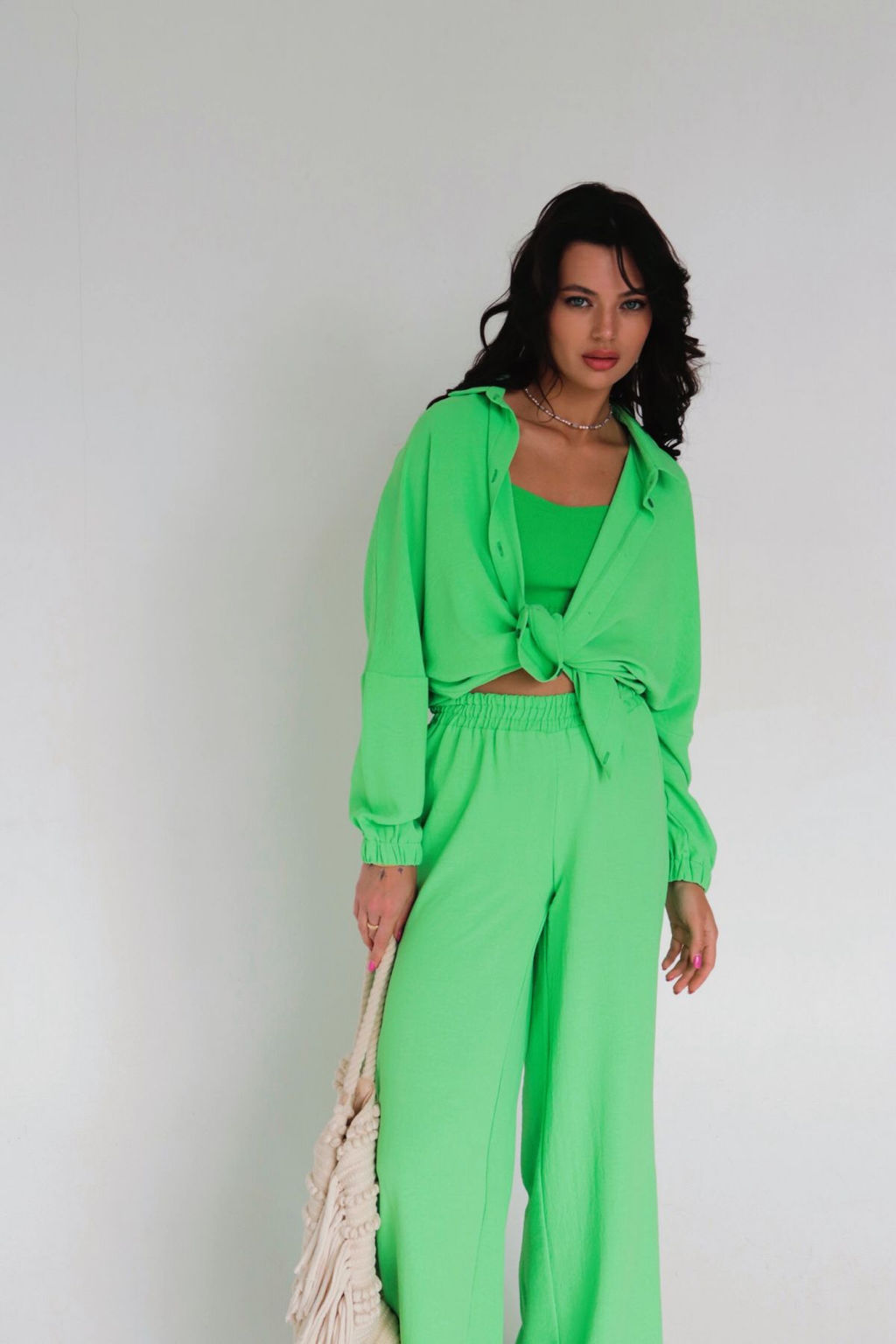 9979 Брюки-палаццо салатовые летние - Martichelli фото 19