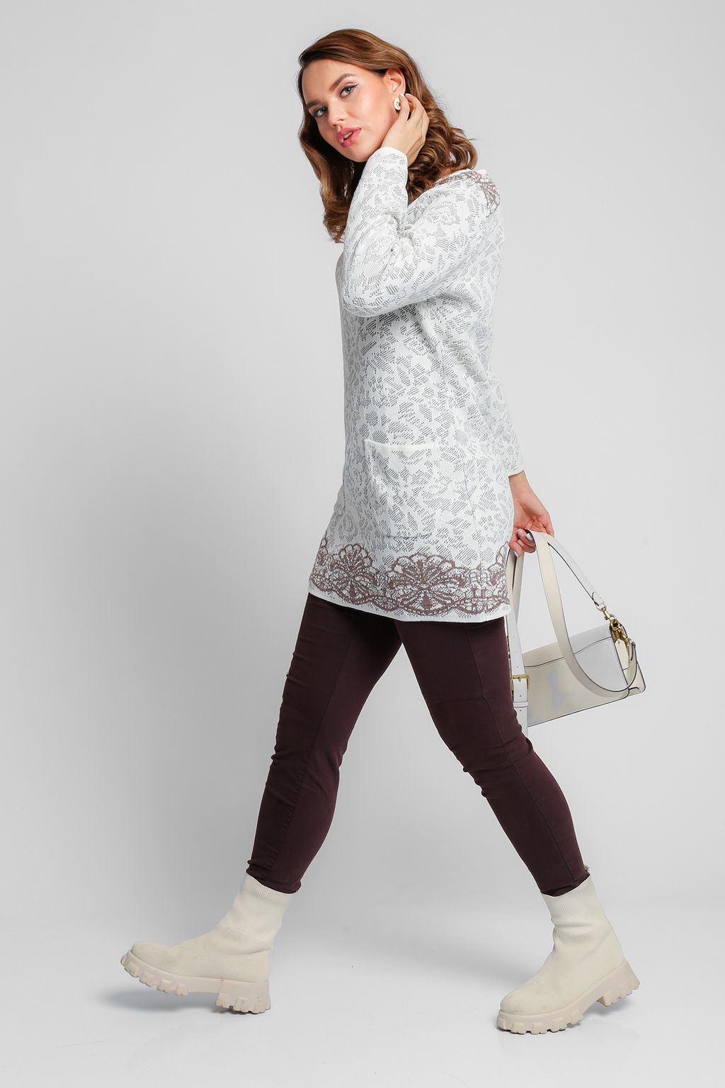 Джемпер Д 2954/молочно-кофейный - Текстильная мануфактура фото 3