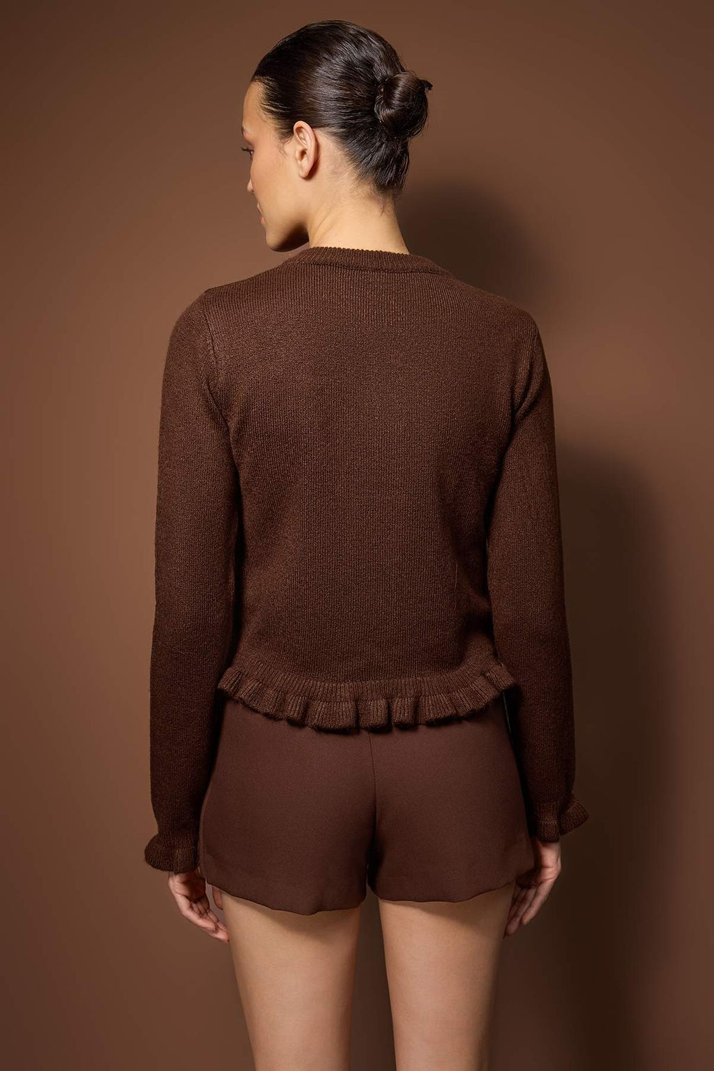 Kahverengi Dugme Detayl? Yumusak Dokulu Triko H?rka TWOAW26HI00038