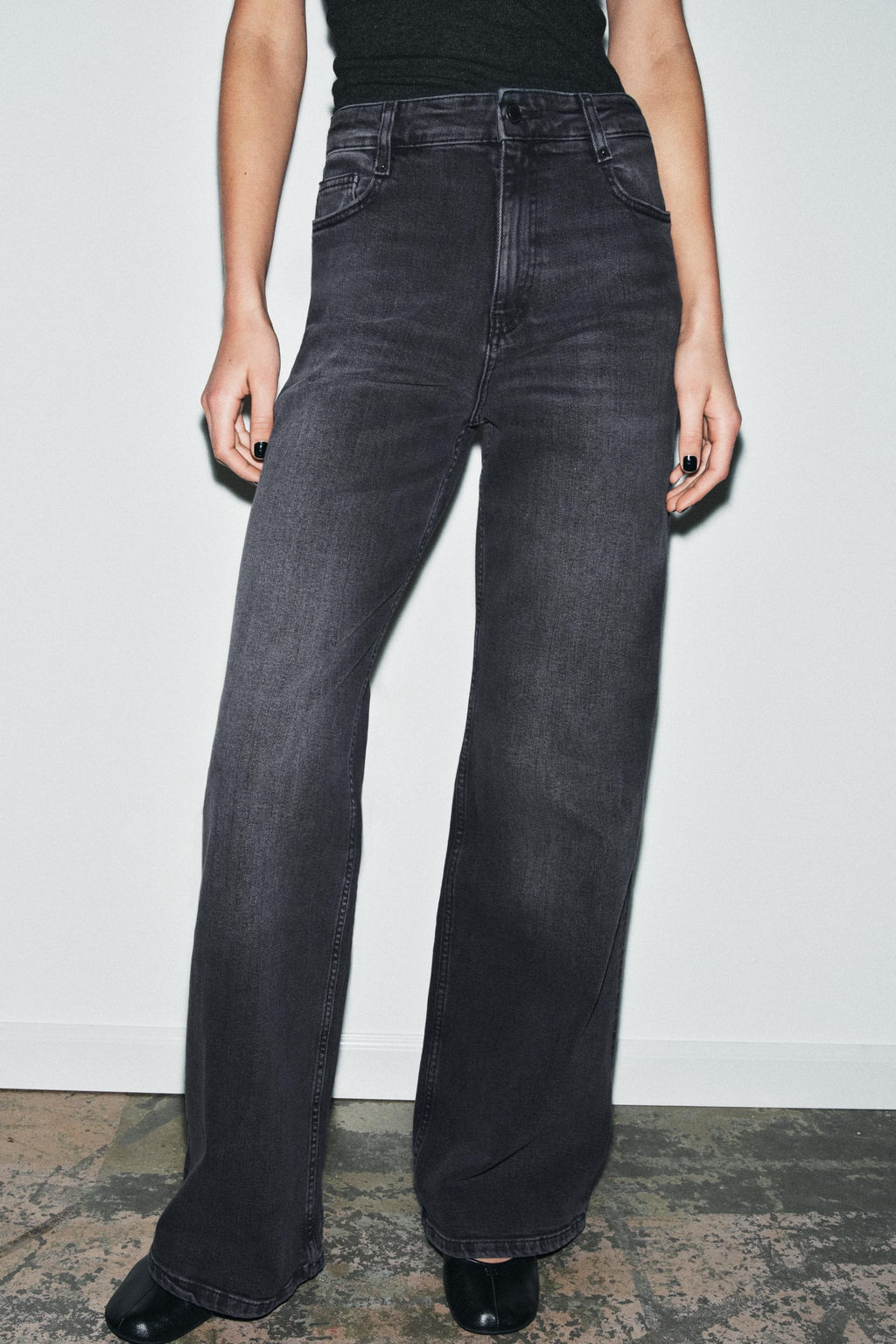 JEANS ZW COLLECTION WIDE LEG TIRO ALTO / Gris - Zara фото 2