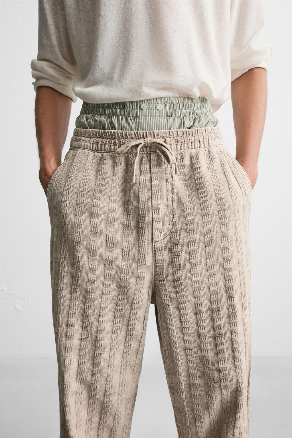 RELAXED FIT JACQUARD TROUSERS - Zara фото 26