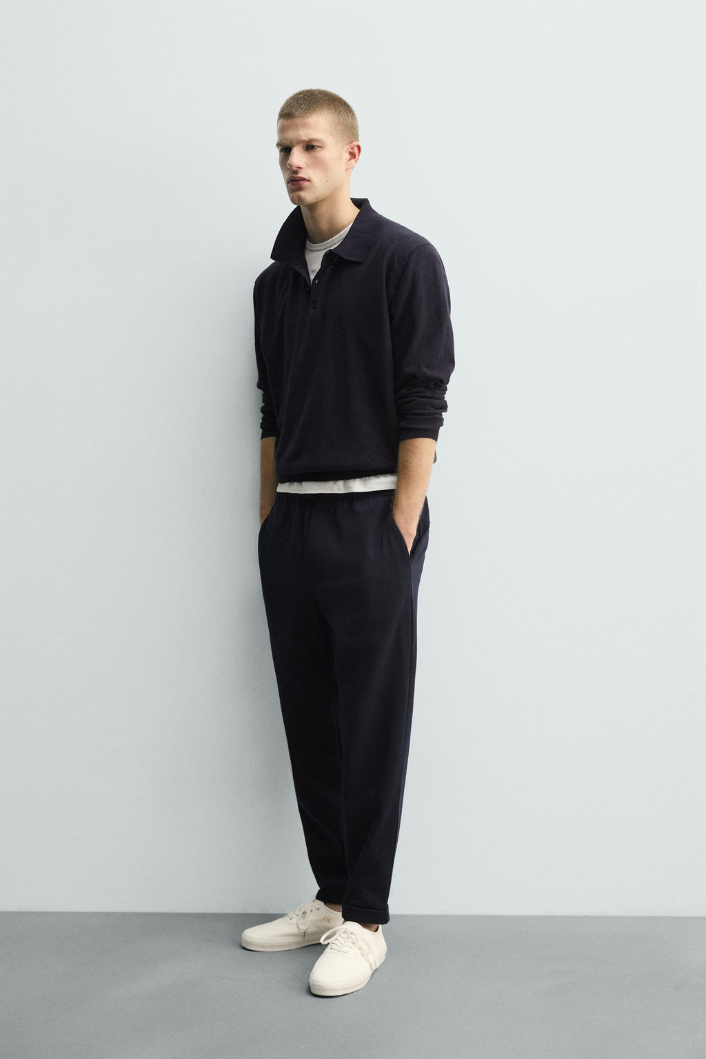 COMFORT NON-IRON JOGGER WAIST TROUSERS - Zara фото 28