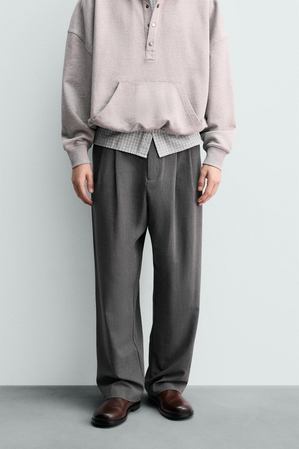 PANTAL?N WIDE FIT PLIEGUES / Gris - Zara фото 2