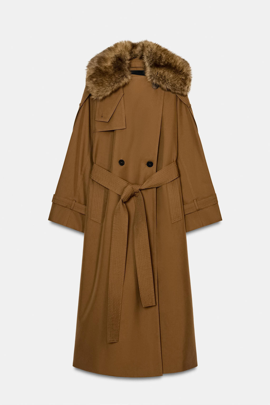 OVERSIZE FAUX FUR COLLAR TRENCH COAT ZW COLLECTION LIMITED EDITION - Zara фото 9