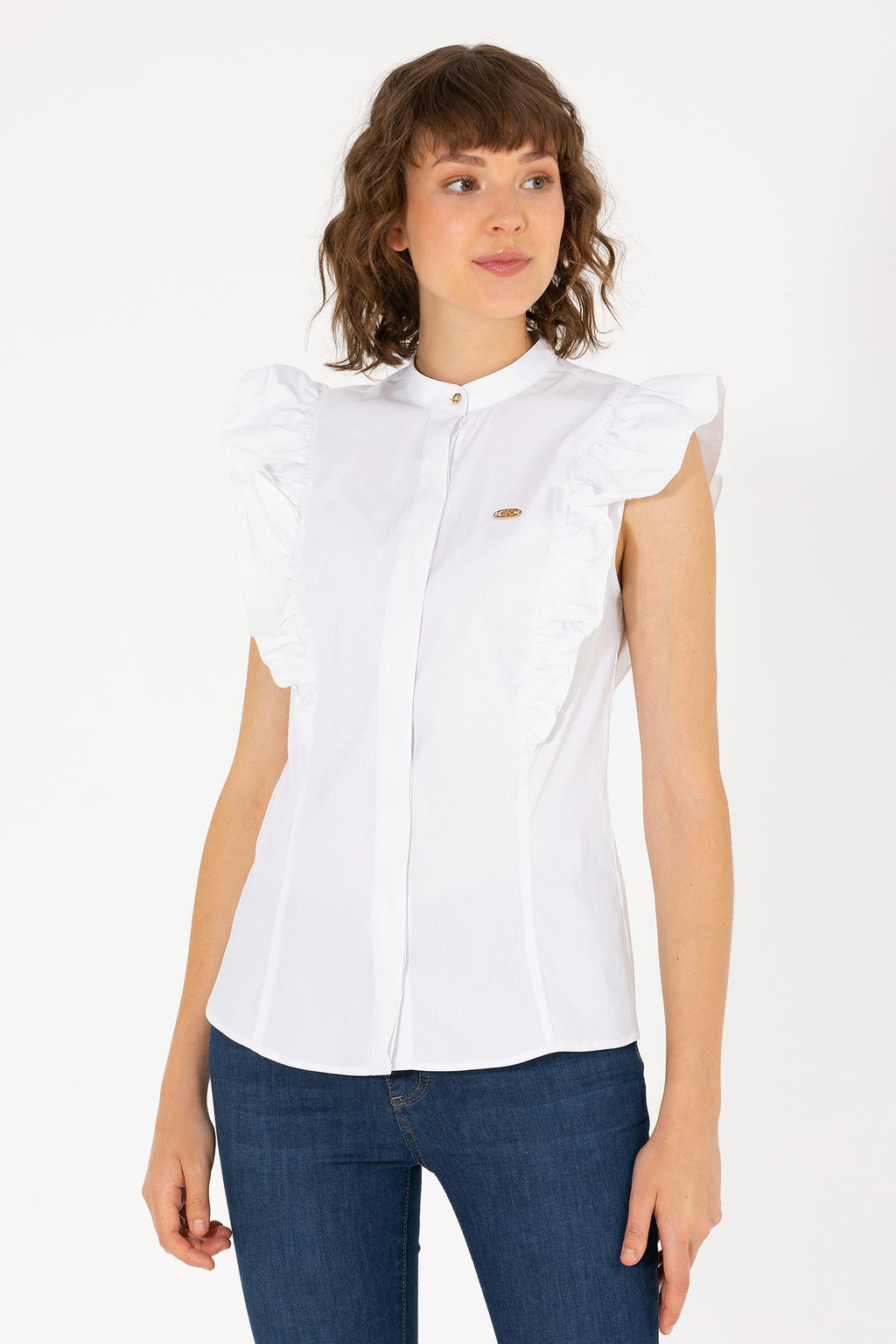 Женская белая рубашка с коротким рукавом - U.s. polo assn фото 4