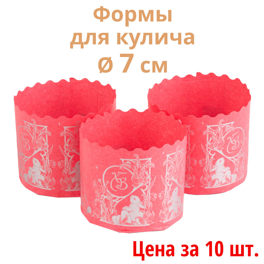 Цена за 10 шт. Форма для кулича Зайчата на розовом Caramella