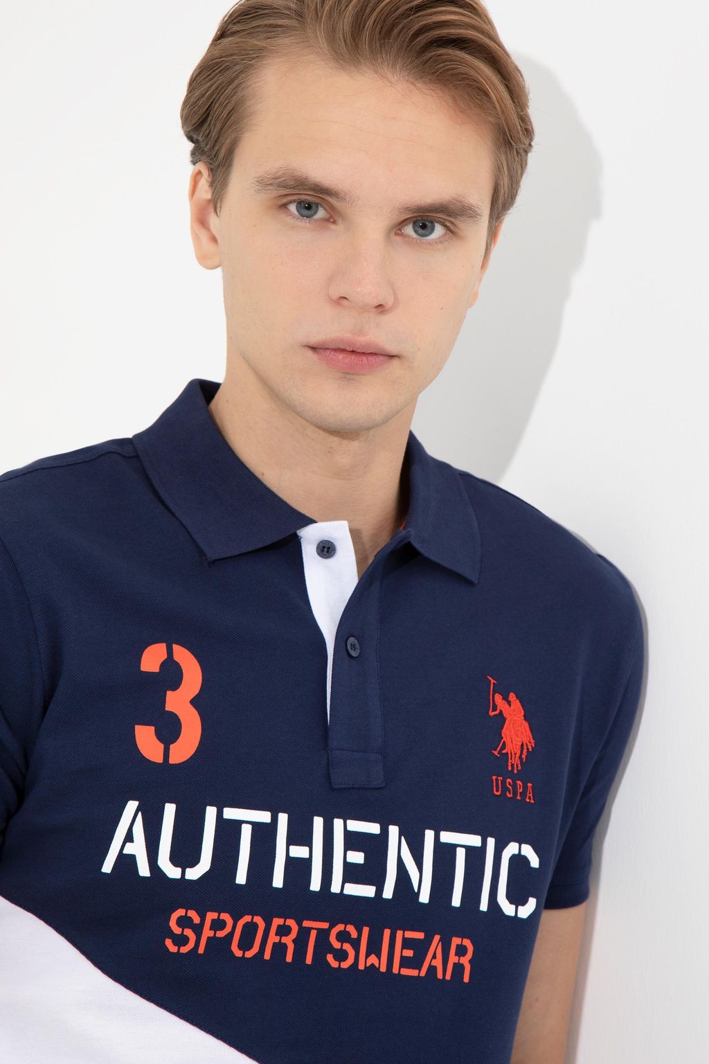 U. S. Polo Assn Мужская темно-синяя футболка с воротником-поло - U.s. polo assn фото 2