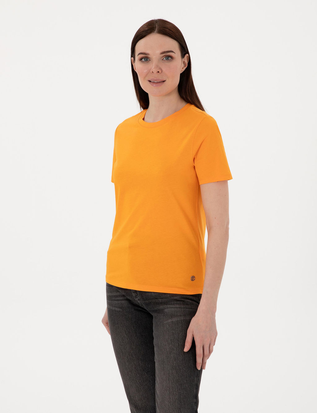 Turuncu Regular Fit Basic Ti__rt