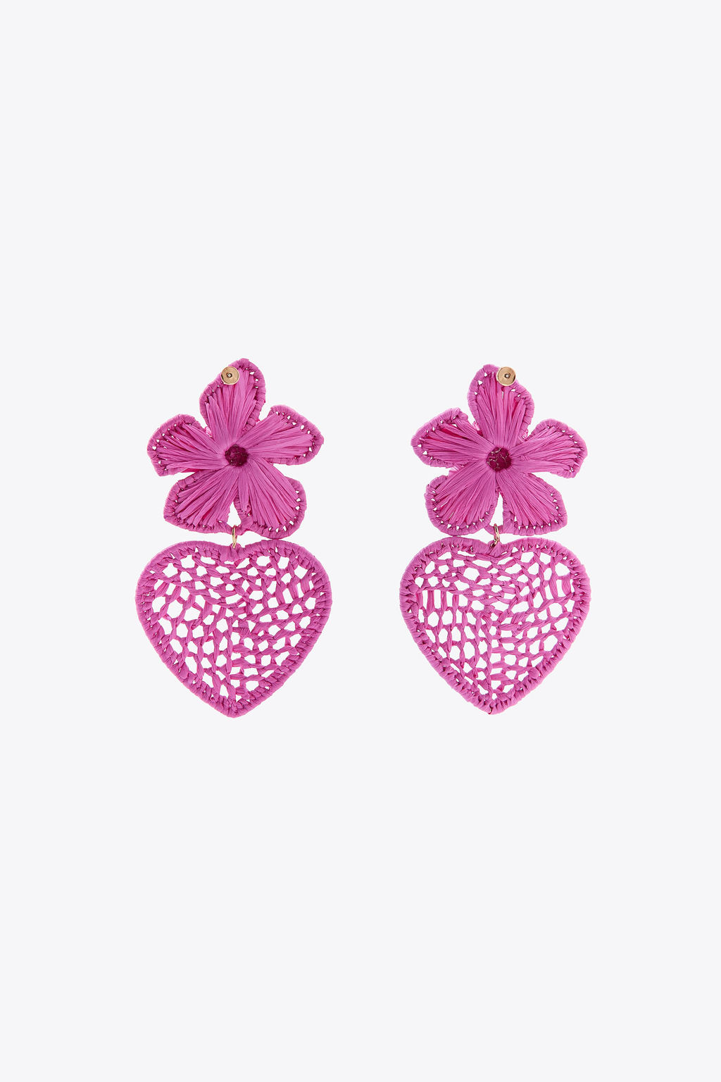 RAFFIA FLOWER AND HEART EARRINGS - Zara фото 5