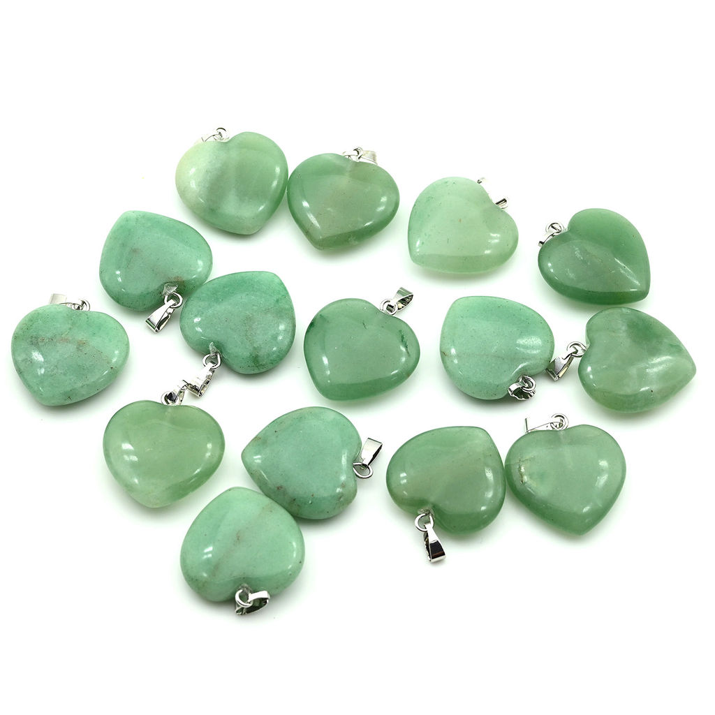 Кулон сердце из авантюрина зеленого 16*16мм
